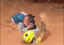 Woman and Her Dog Rescued from Floods in Spain